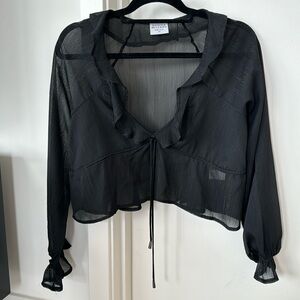 Donna Mizani Top Black Ruffle